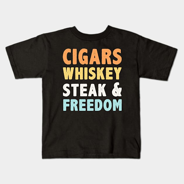 Cigar Smoking Smoker Whiskey Bourbon Male Birthday Gift Kids T-Shirt by monkeyflip